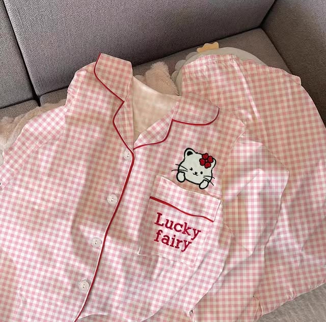 Рожева піжама в клітинку Lucky fairy — затишна та модна