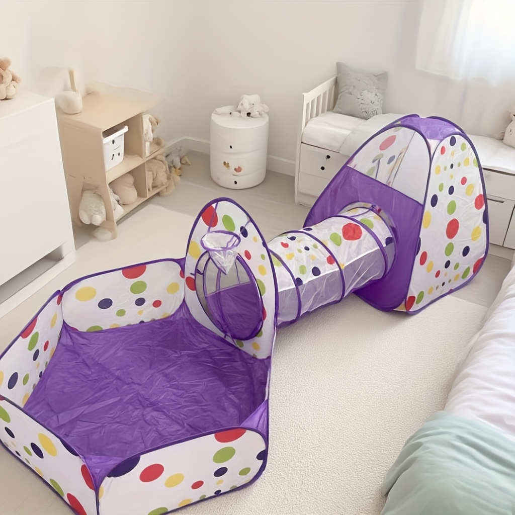Набір дитячий ігровий 3 в 1: намет, тунель, басейн кулець фіолетовий