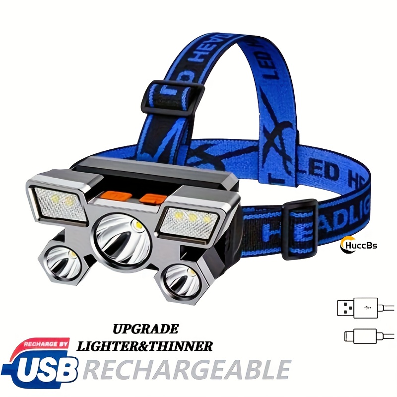 Налобний ліхтар HuccBs USB з акумулятором 5-LED